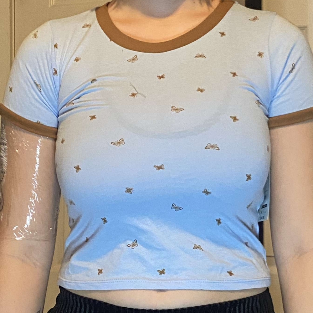 Blue butterfly croptop